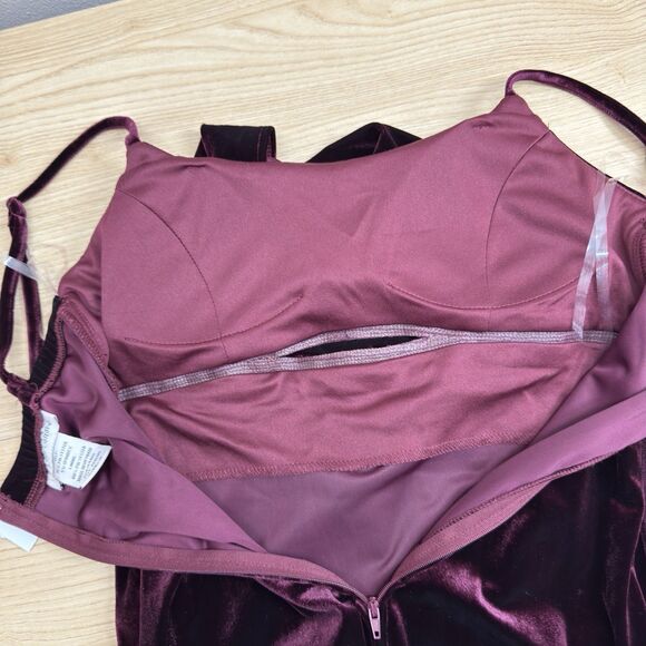 Y2K Whimsigoth Velvet Maxi Dress Size S Burgundy Prom Bling Vamp Fairy Romantic - Picture 6 of 13